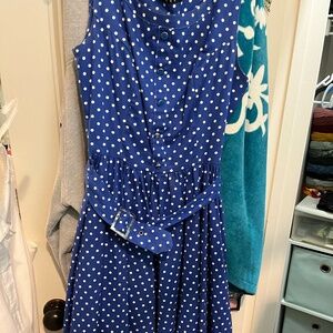 Hearts & Roses Blue Polka Dot Midi Dress Size 6